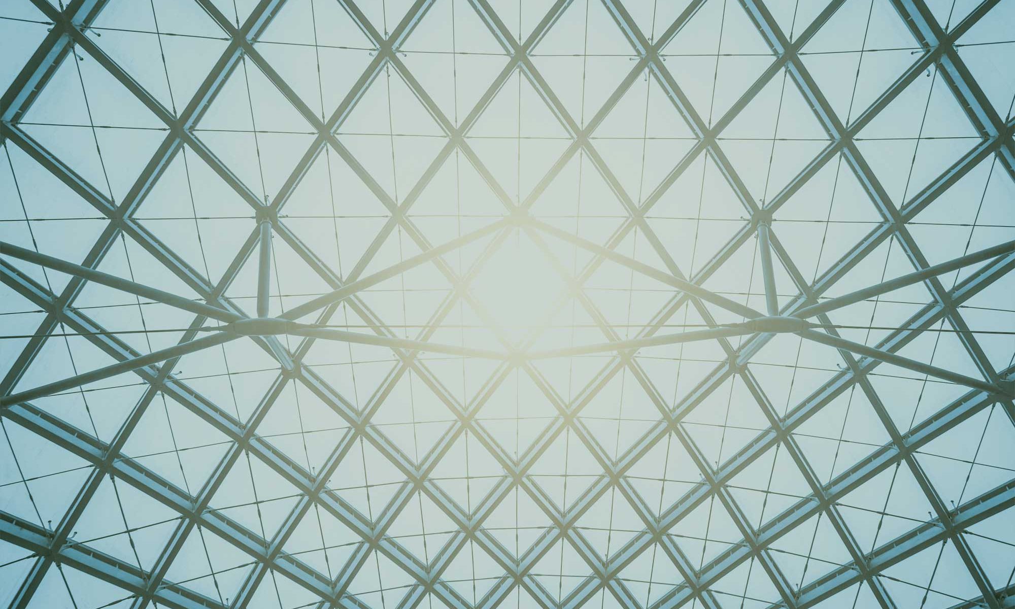 A large glass ceiling with many windows